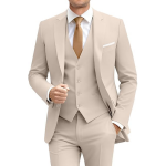 Slim Fit Suit Set Two Button Blazer Jacket Vest Pants