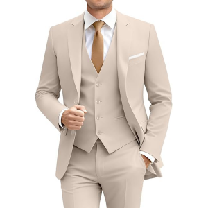 Slim Fit Suit Set Two Button Blazer Jacket Vest Pants