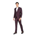 Men Wine Single Breasted Two Piece Suit
