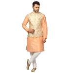 Men's Silk Blend Kurta Churidar Pyjama with Stylish Nehru Jacket