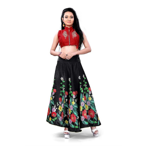 Printed Women's Satin Silk Lehenga