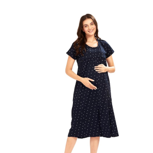 Women's Cotton Floral Calf Length Maternity Nighty