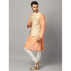 Men's Silk Blend Kurta Churidar Pyjama with Stylish Nehru Jacket