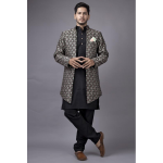 Men's Woven Printed Cotton Jacuqard Kurta Pajama Jacket