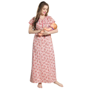 Women's Cotton Printed Feeding Nursing Maternity Nighty