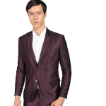 Men Wine Single Breasted Two Piece Suit