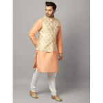 Men's Silk Blend Kurta Churidar Pyjama with Stylish Nehru Jacket