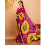 Women's Printed Saree with Embroidered Scalloped Border