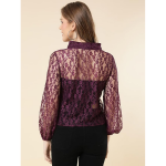 Burgundy Floral Print Ruffles Lace Top