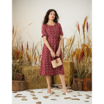 Women Rayon Fit and Flare One Piece Midi Length Dress