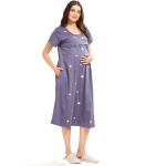 Women Cotton Printed Maternity Nursing & Feeding Relaxed Fit Nighty