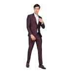 Men Wine Single Breasted Two Piece Suit