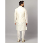 Men's Silk Blend Kurta Pyjama with Stylish Embroidered Ethnic Jacket