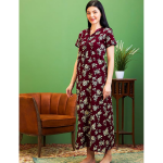 Women Cotton Printed Maternity Feeding Maxi Maternity Nighty