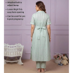 Cotton Blend Maternity Kurta Pant Suit with Dual Nursing Zippers